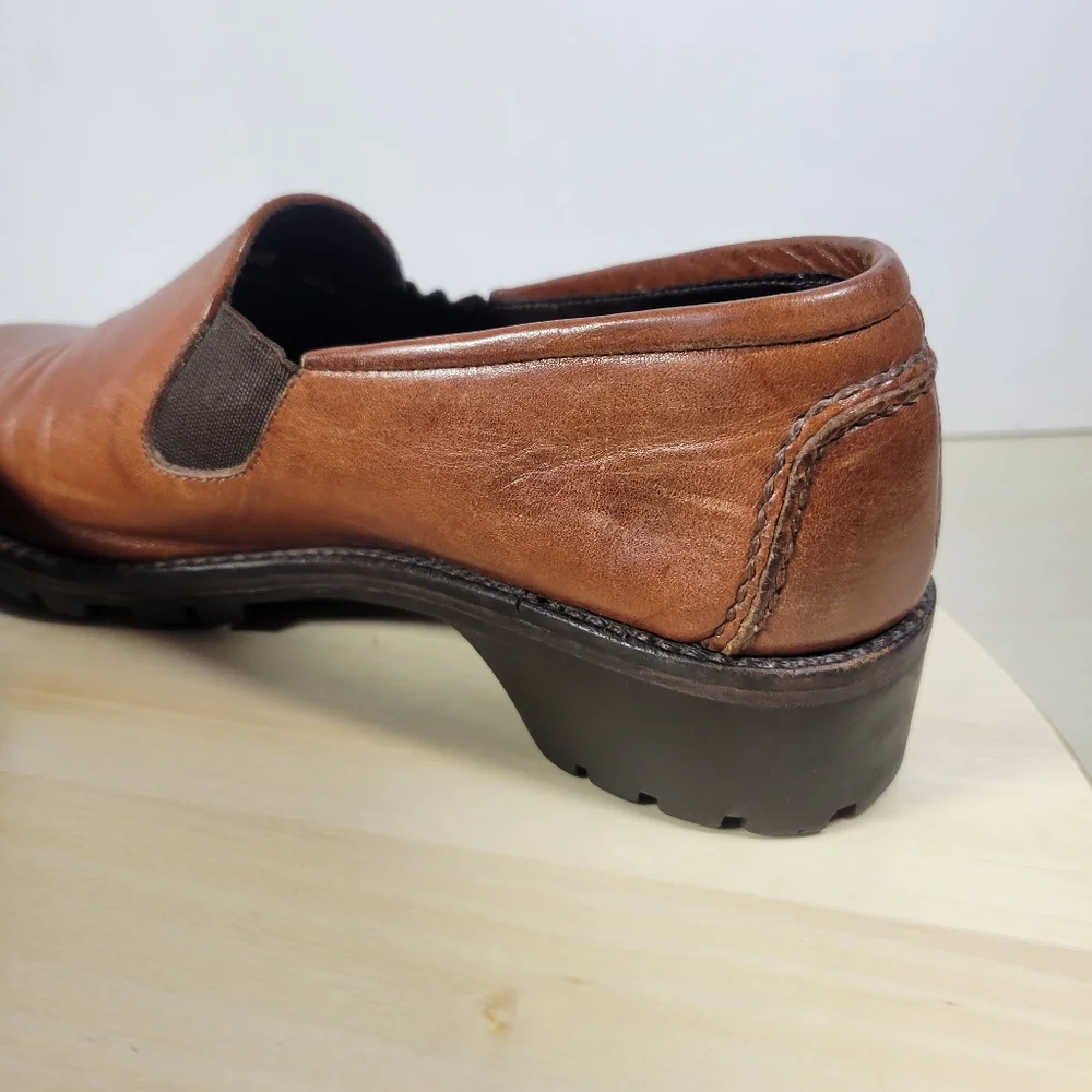 Vintage Cole Haan Country Brown Leather Lug Heel Slip-on Loafer Shoe Size 8 B - Picture 14 of 14